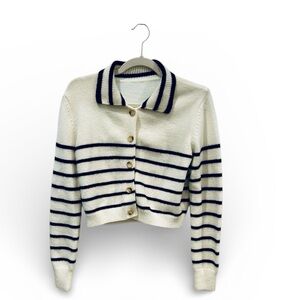 Cider Black and Off White Striped Sweater